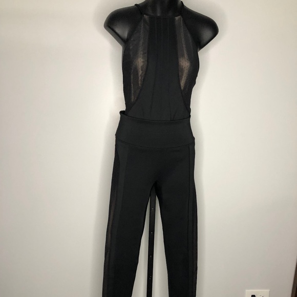 Kiki de Montparnasse Black Nude Mesh Dotted Bodysuit & Leggings Athleisure Set M